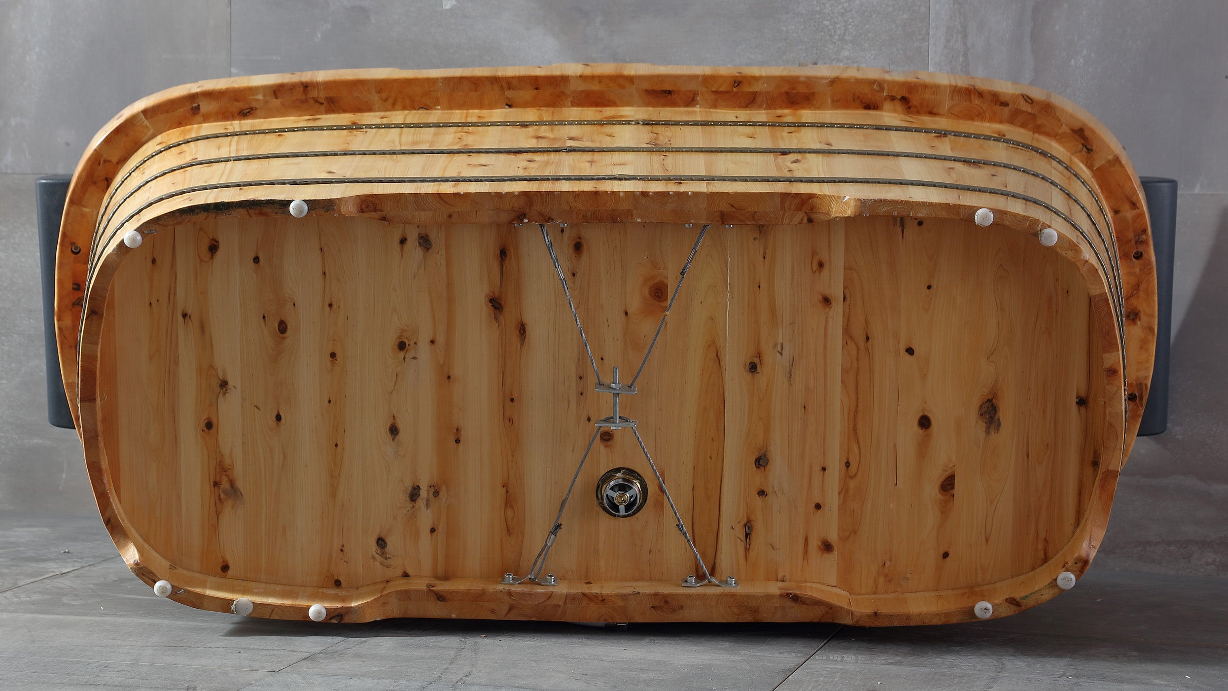 ALFI AB1130 65" 2 Person Free Standing Cedar Wooden Bathtub with Fixtures & Headrests