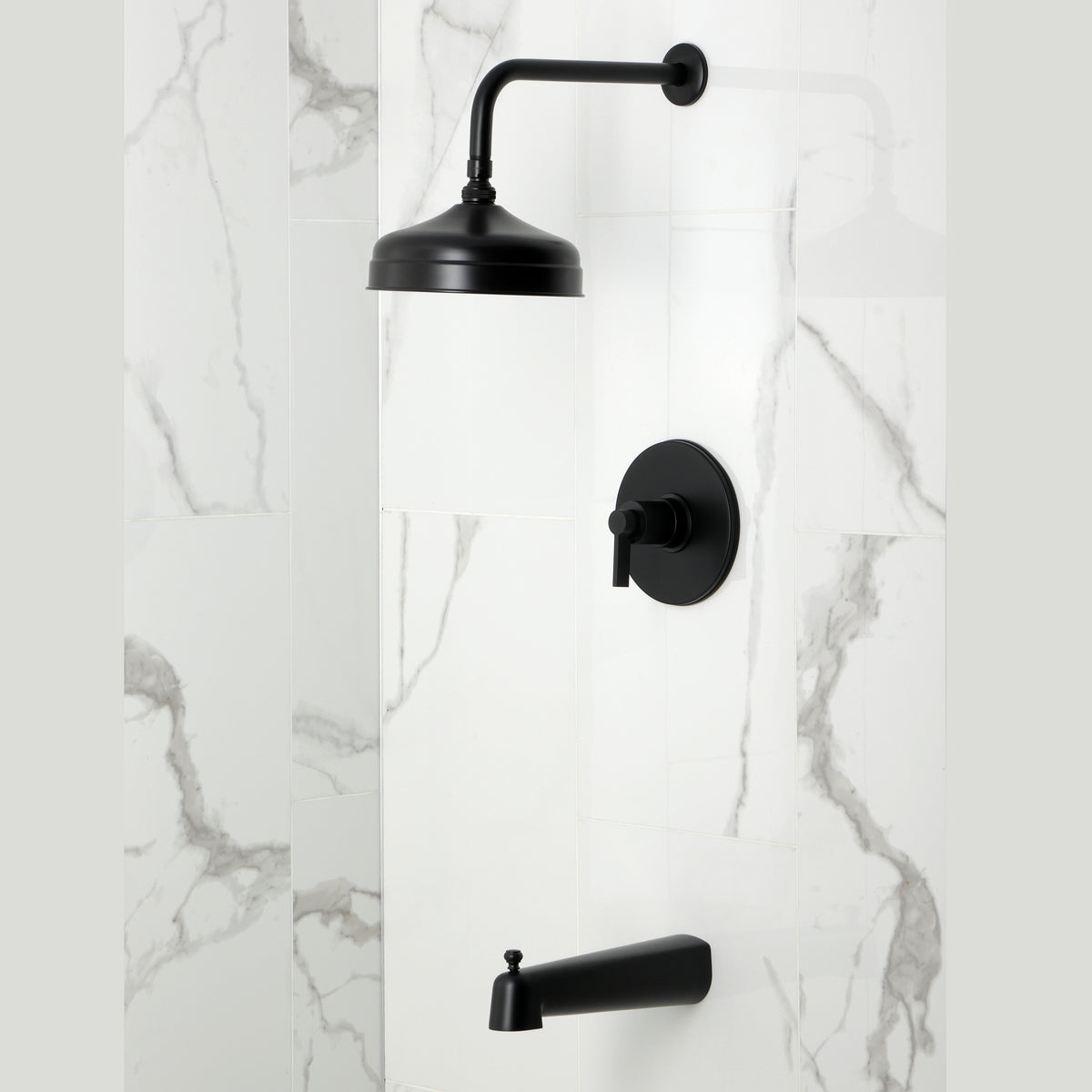 Kingston Brass KB6330NDL NuvoFusion Single-Handle Pressure Balanced Tub and Shower Faucet, Matte Black