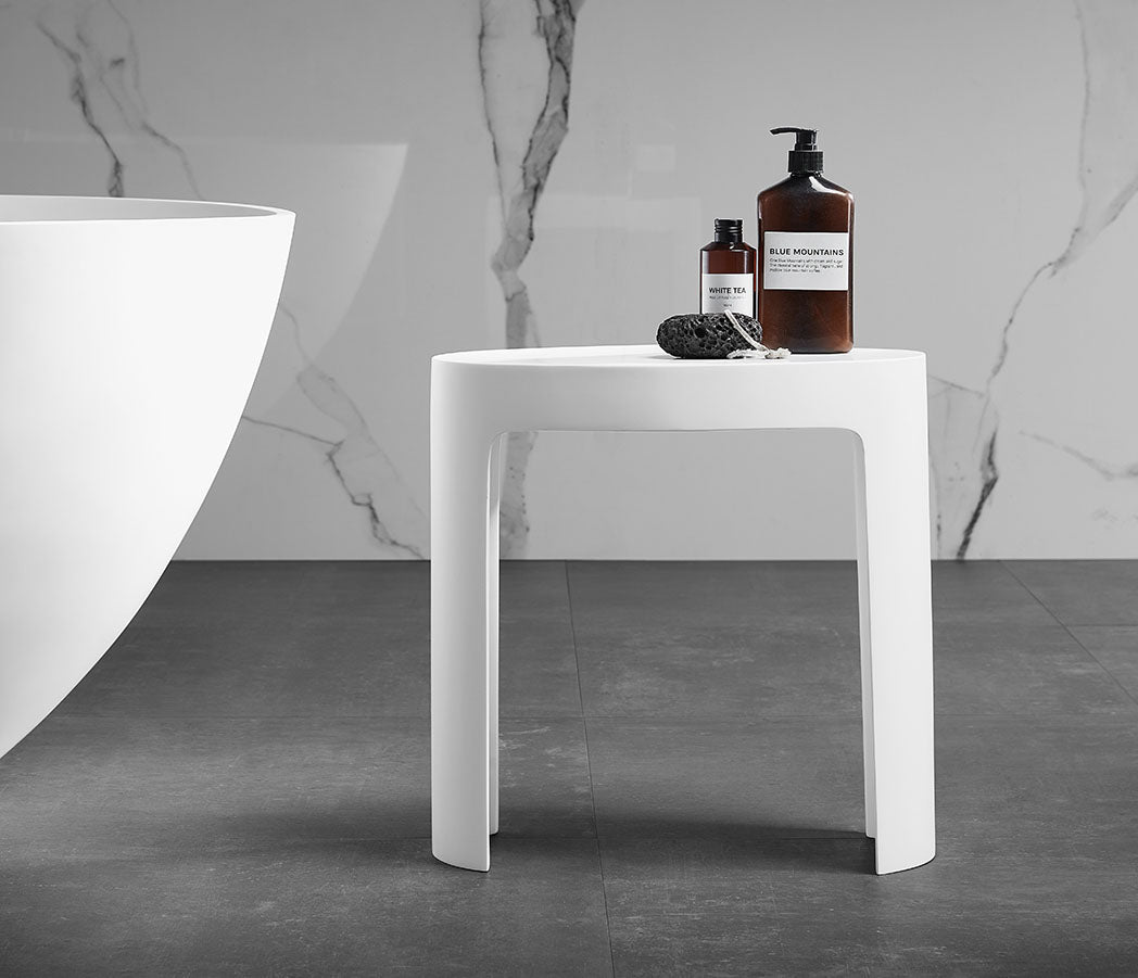 ALFI ABST66 White Matte Solid Surface Resin Bathroom / Shower Stool
