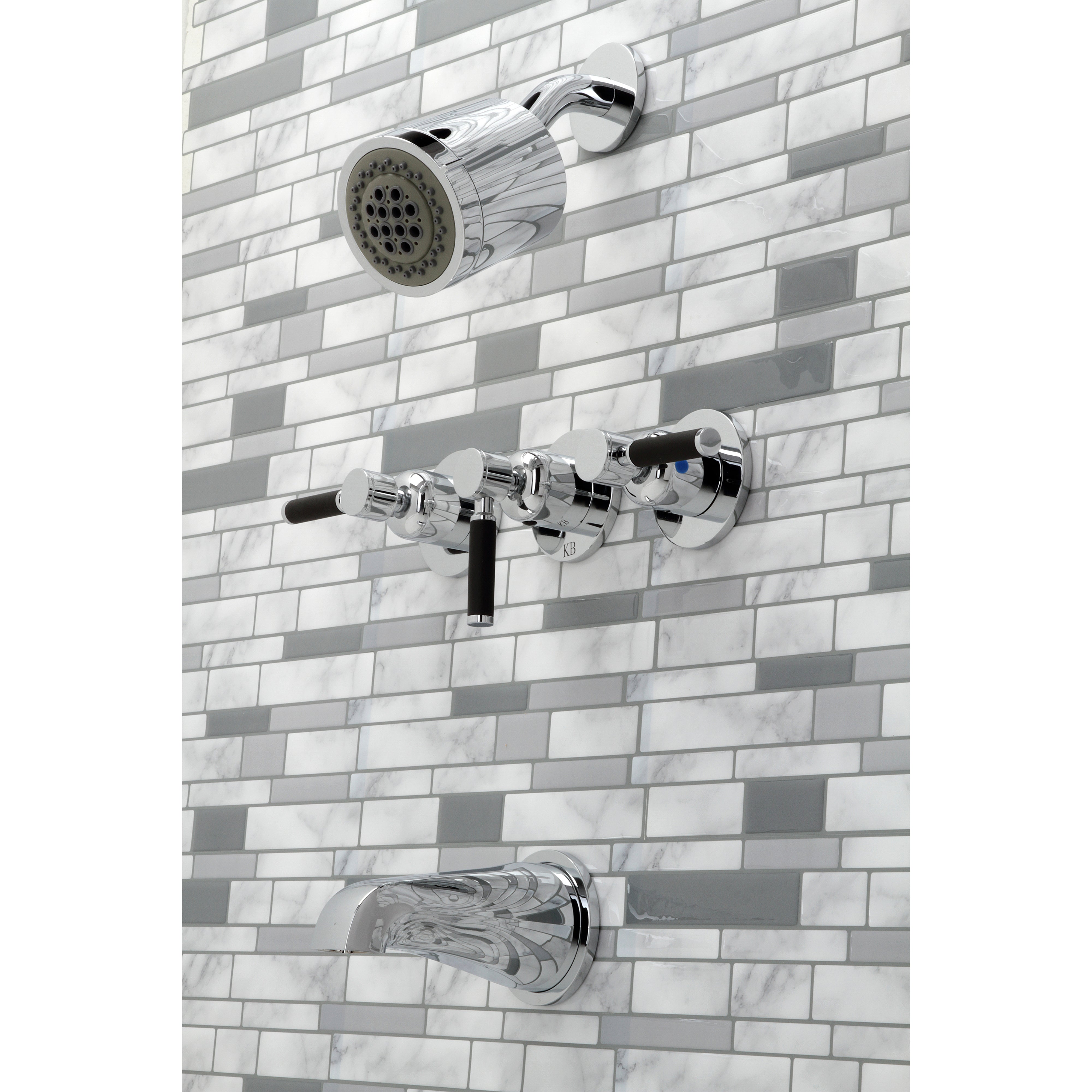 Kingston Brass KBX8131DKL Kaiser Triple-Handle Tub and Shower Faucet, Polished Chrome