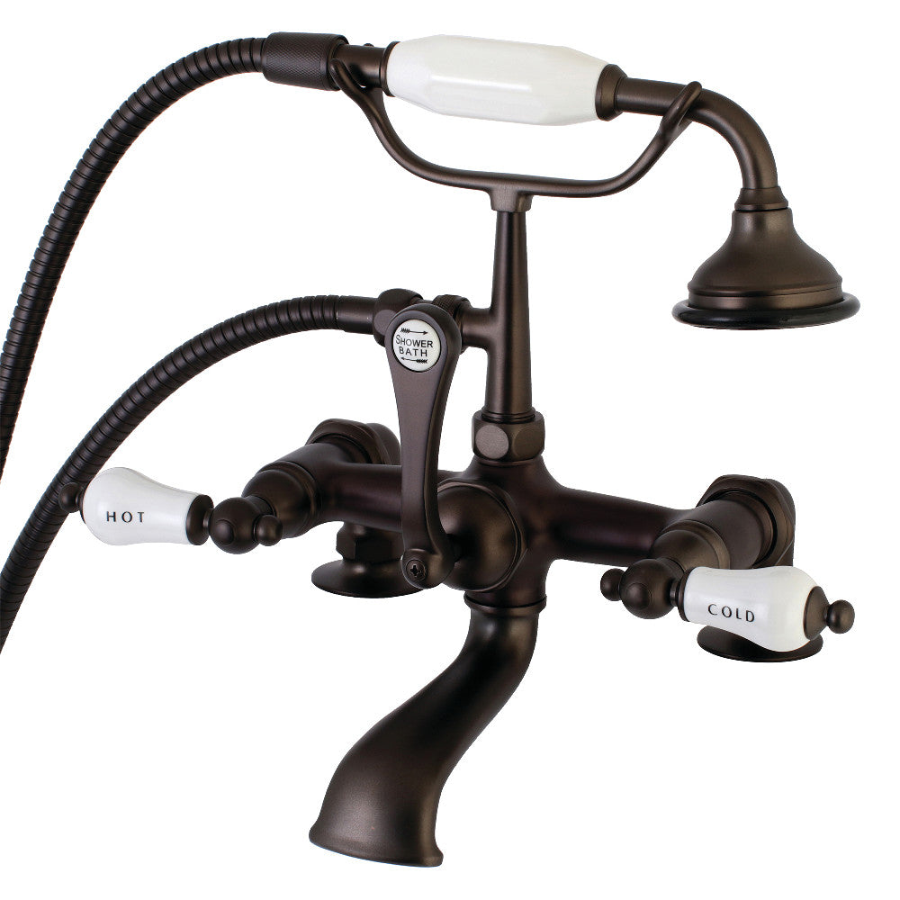 Aqua Vintage AE207T5 Aqua Vintage 7" Center Deck-Mount Clawfoot Tub Faucet with Hand Shower, Oil Rubbed Bronze