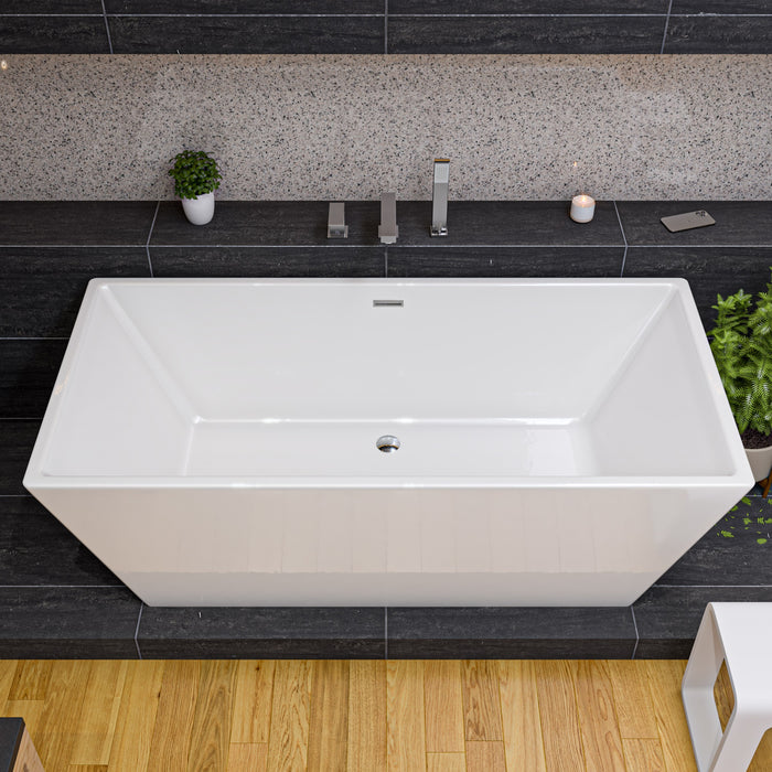 ALFI AB8832 67 inch White Rectangular Acrylic Free Standing Soaking Bathtub