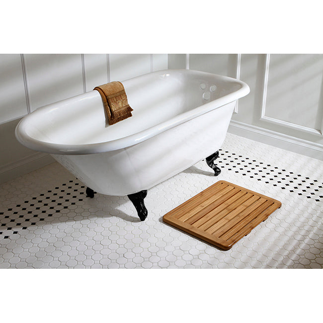 Aqua Eden VCT3D603019NT0 60" Cast Iron Oval Rectangular Roll Top Clawfoot Tub (3-3/8" Wall Drillings), White/Matte Black