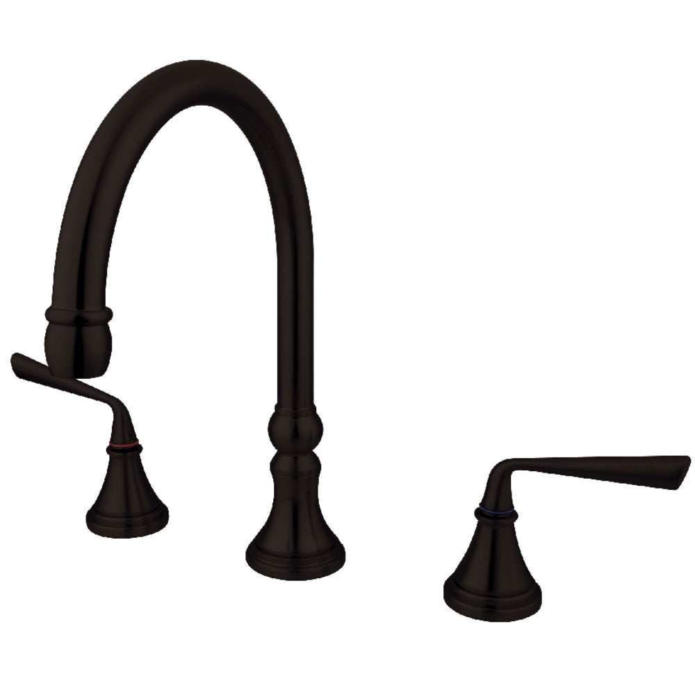 Kingston Brass KS2345ZL Silver Sage Two-Handle Deck Mount Roman Tub Faucet, Oil Rubbed Bronze