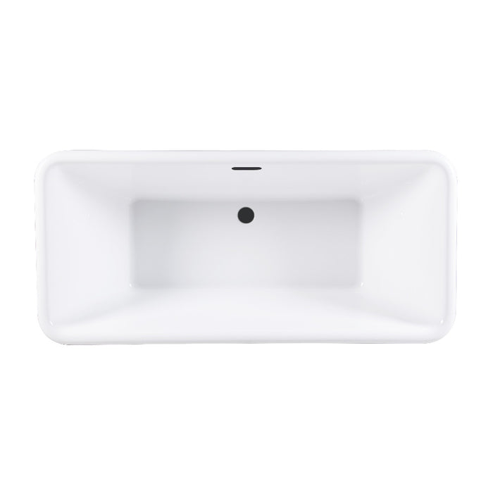 Kingston Brass VTSQ713224C420 71" Acrylic Oval Rectangular Double Ended Pedestal Tub with Drain (No Faucet Drillings), Glossy White/Matte Black
