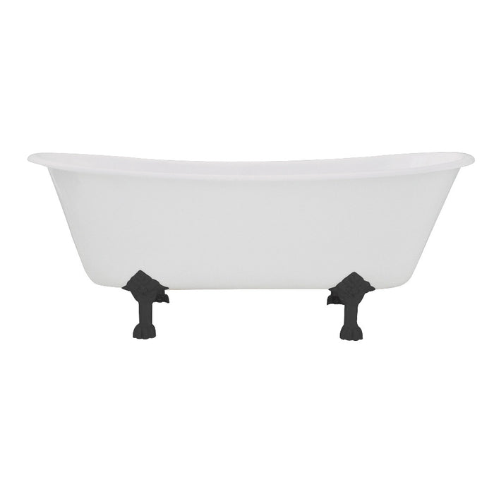 Aqua Eden VCTND6728NH0 67" Cast Iron Oval Double Slipper Clawfoot Tub (No Faucet Drillings), White/Matte Black