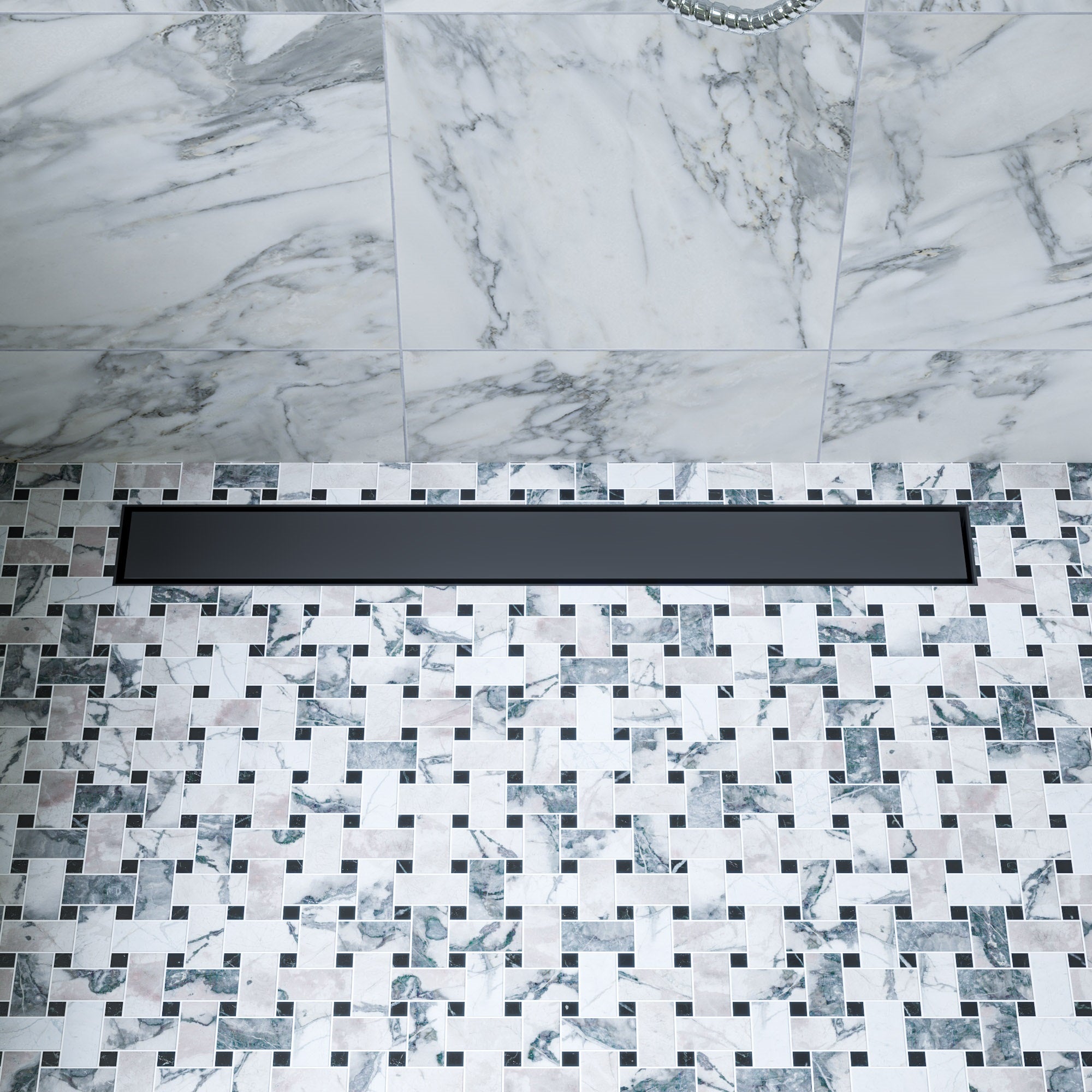 ALFI ABLD24B-BM 24" Black Matte Stainless Steel Linear Shower Drain with Solid Cover