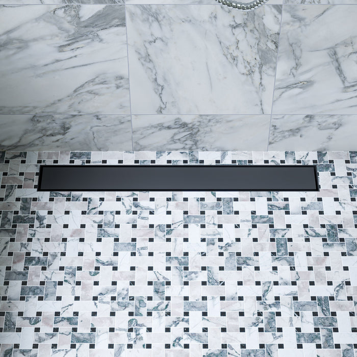 ALFI ABLD24B-BM 24" Black Matte Stainless Steel Linear Shower Drain with Solid Cover