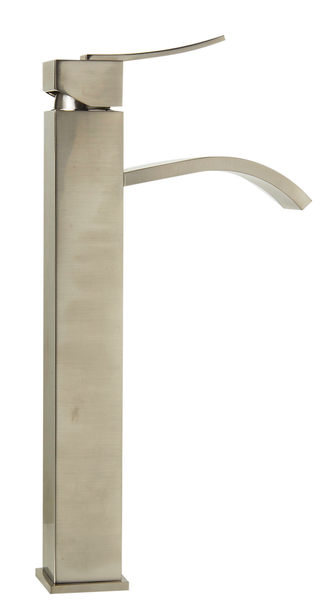 ALFI AB1158-BN Tall Brushed Nickel Tall Square Body Curved Spout Single Lever Bathroom Faucet