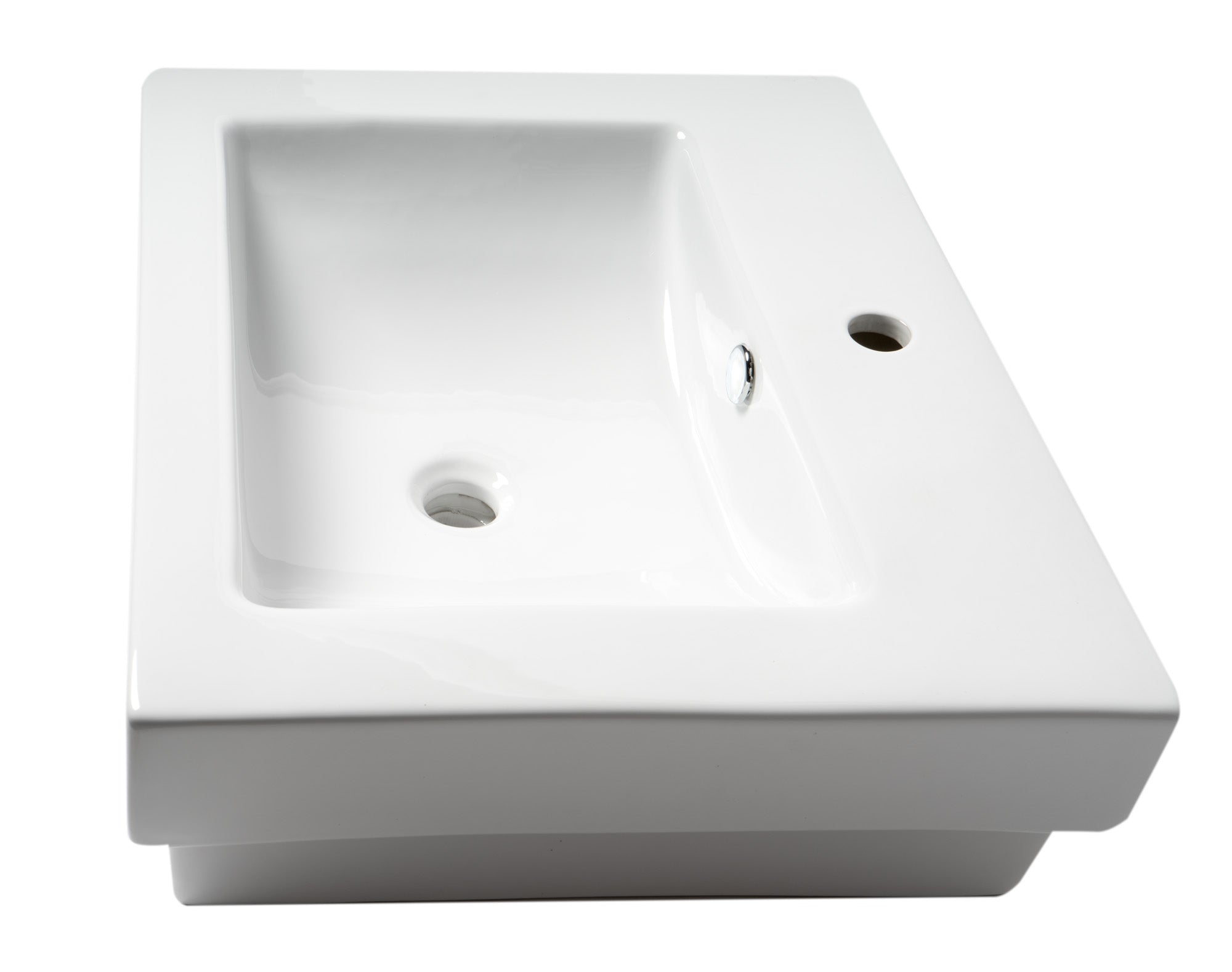 ALFI ABC701 White 24" Rectangular Semi Recessed Ceramic Sink with Faucet Hole