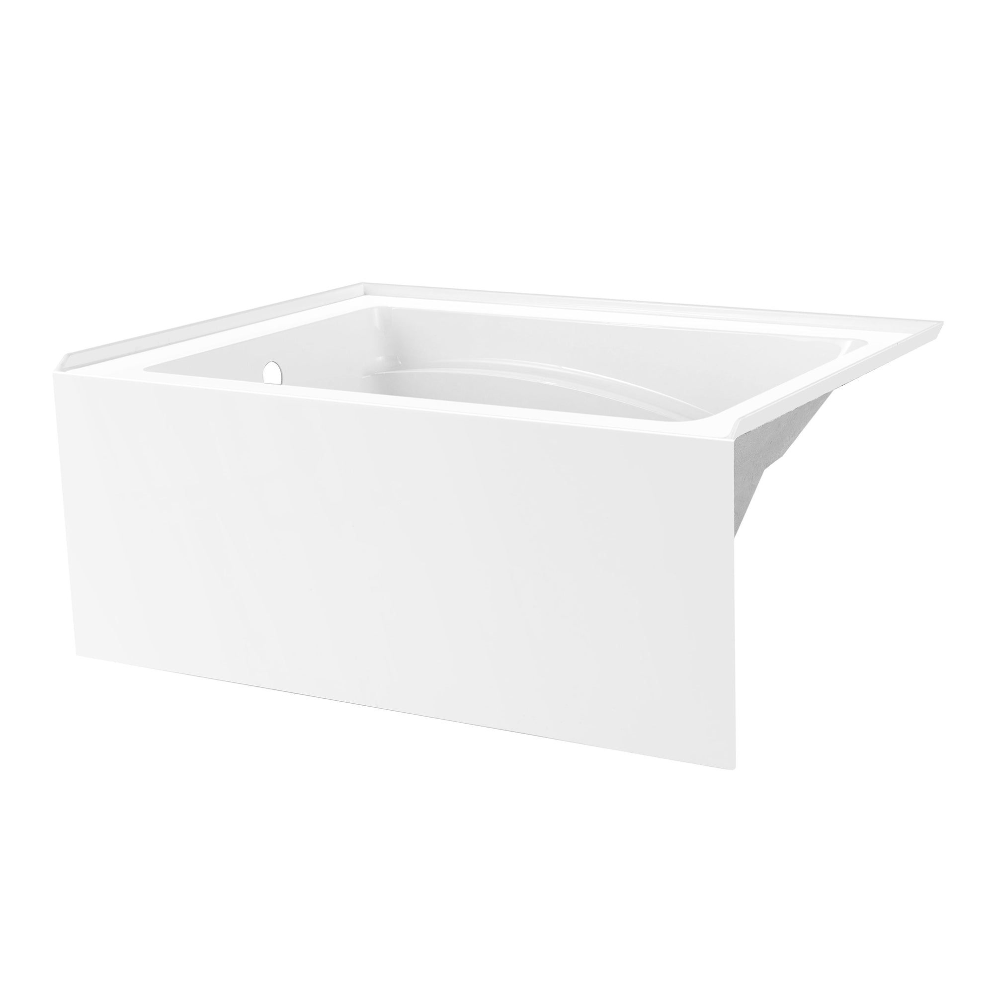 Aqua Eden VTAM4836L22T 48" Acrylic Rectangular 3-Wall Alcove Tub, Left Hand Drain, Glossy White