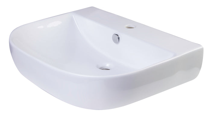 ALFI AB111  24" White D-Bowl Porcelain Wall Mounted Bath Sink