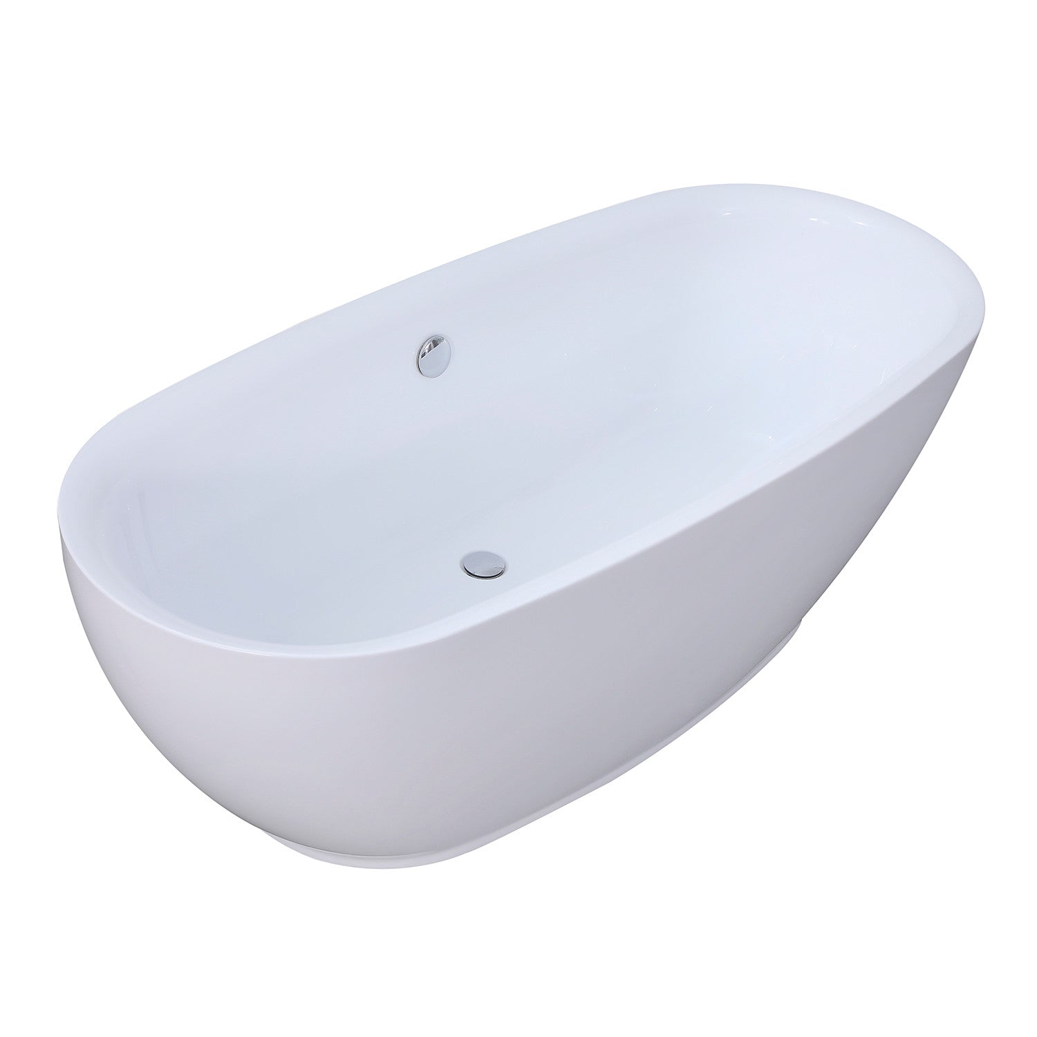 Kingston Brass VTDE673023BA 67" Acrylic Oval Double Ended Freestanding Tub with Drain, Glossy White