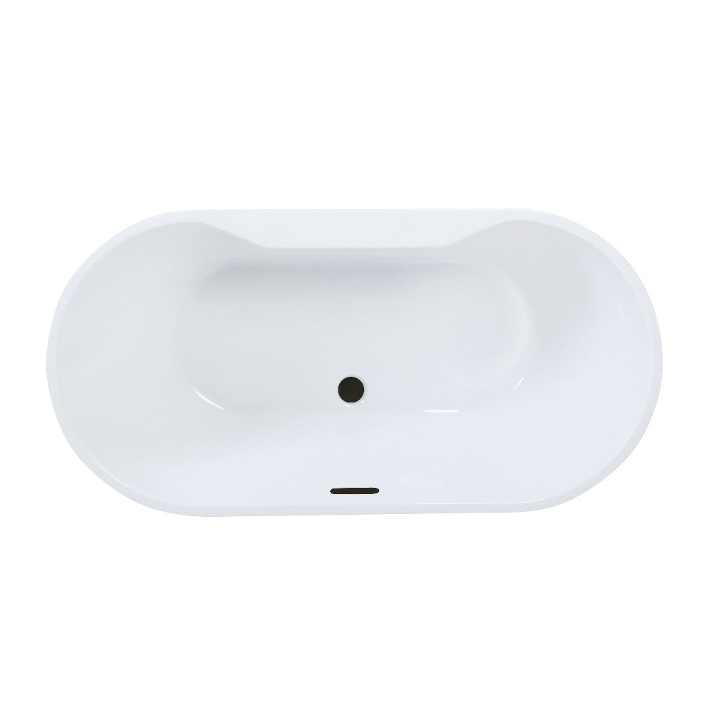 Kingston Brass VTDE512823C420 51" Acrylic Oval Double Ended Freestanding Tub with Drain, Glossy White/Matte Black