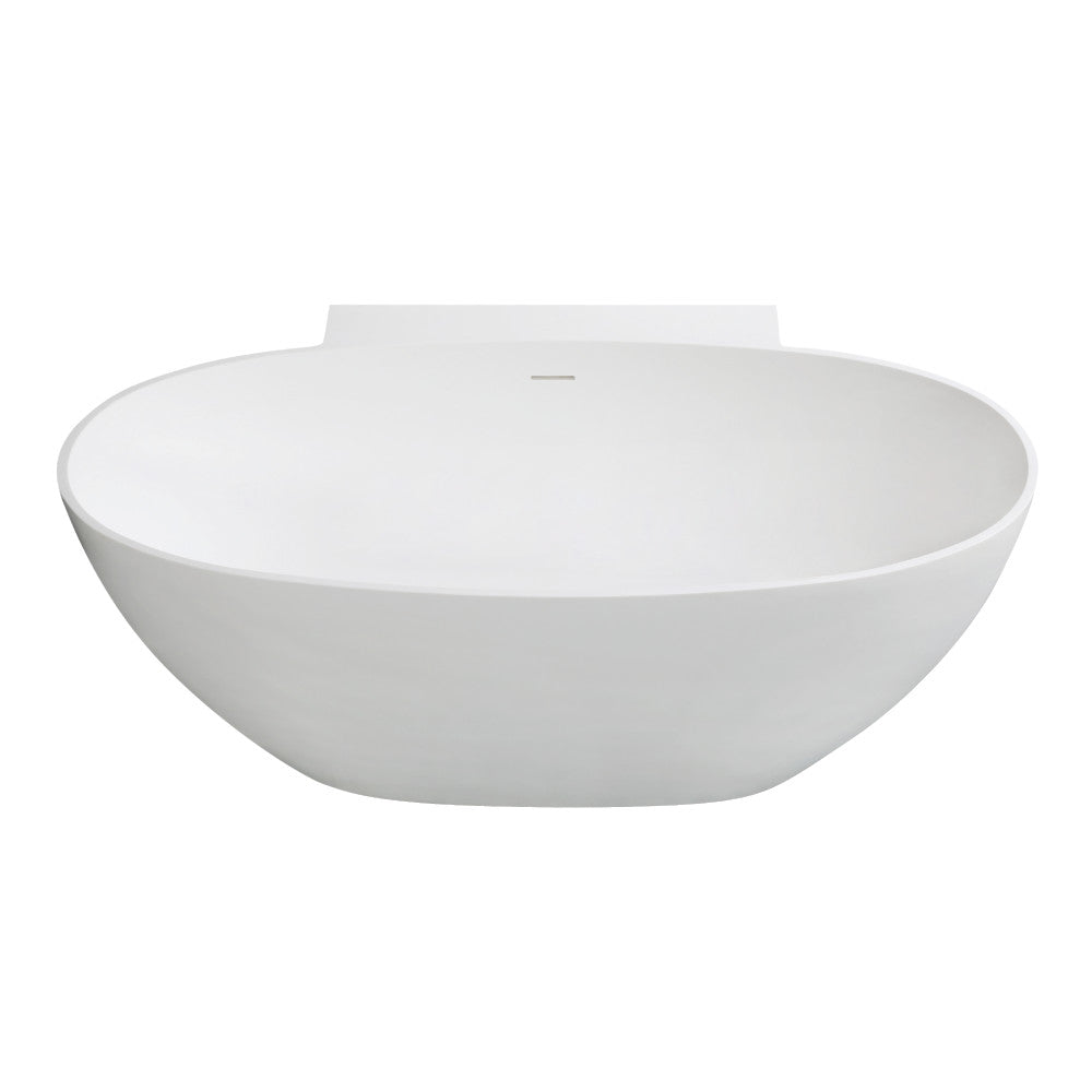 Kingston Brass VRTRS633522 63" Solid Surface Oval Double Ended Freestanding Tub with Drain, Matte White