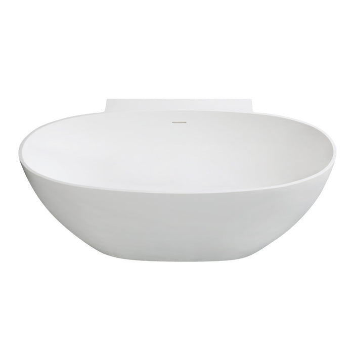 Kingston Brass VRTRS633522 63" Solid Surface Oval Double Ended Freestanding Tub with Drain, Matte White