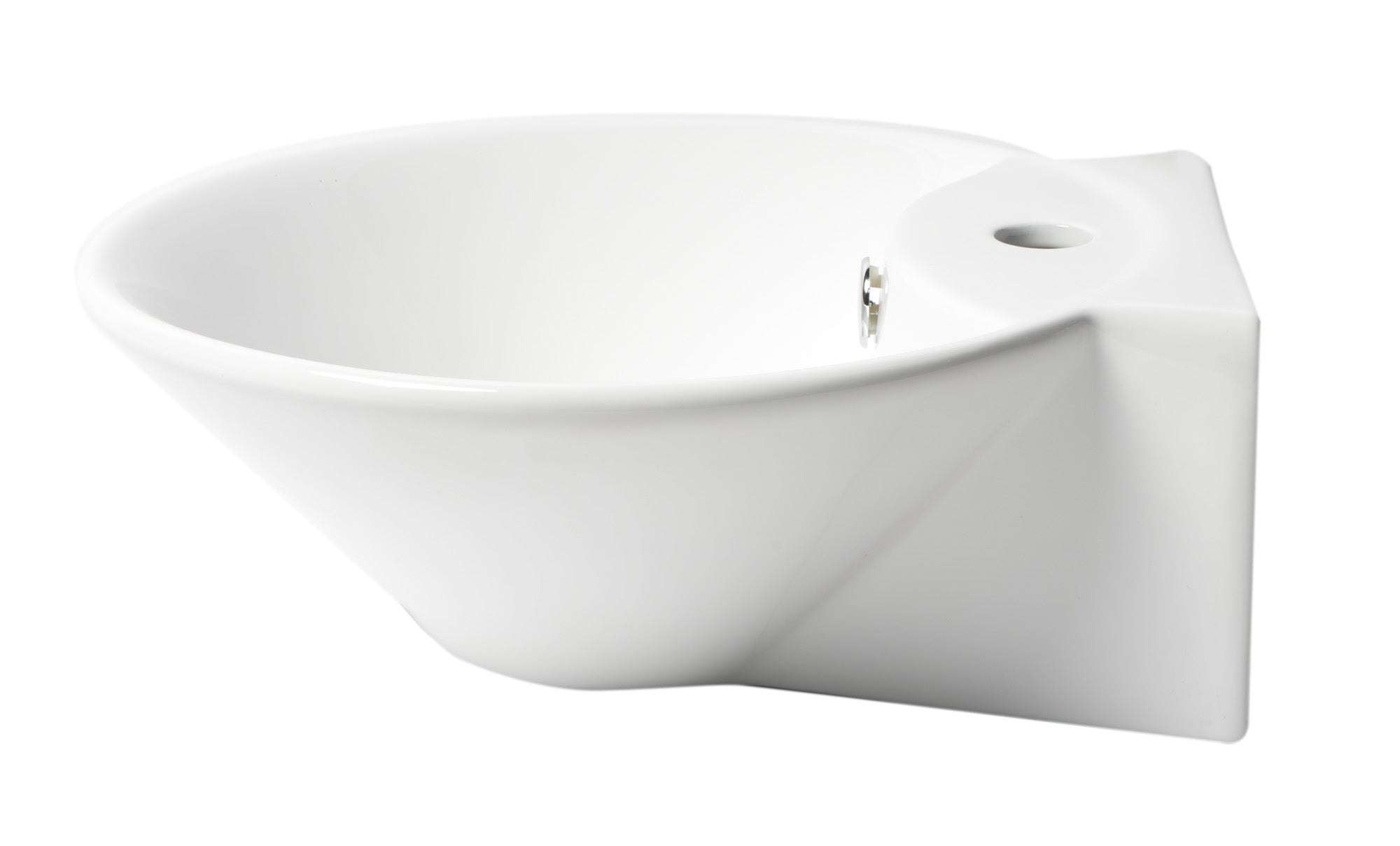 ALFI ABC113 White 17" Round Wall Mounted Ceramic Sink with Faucet Hole