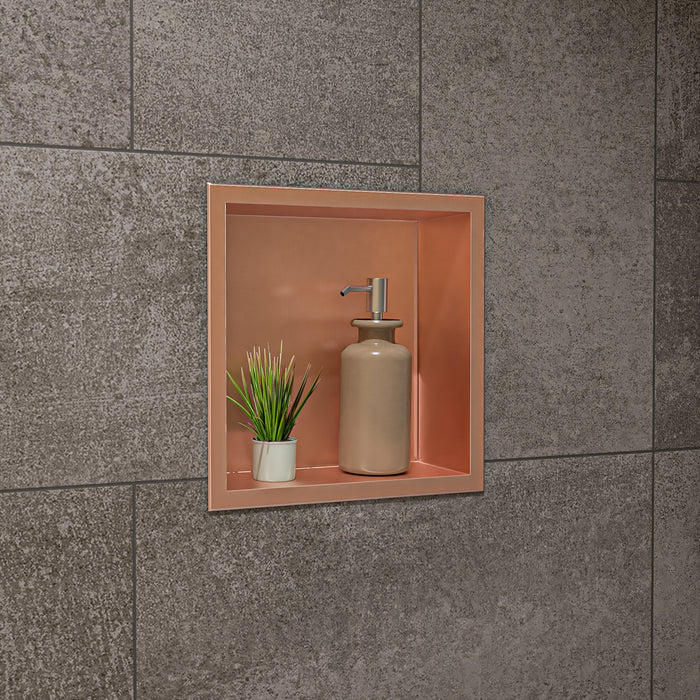 ALFI ABNP1212-BC 12" x 12" Brushed Copper PVD Stainless Steel Square Single Shelf Shower Niche