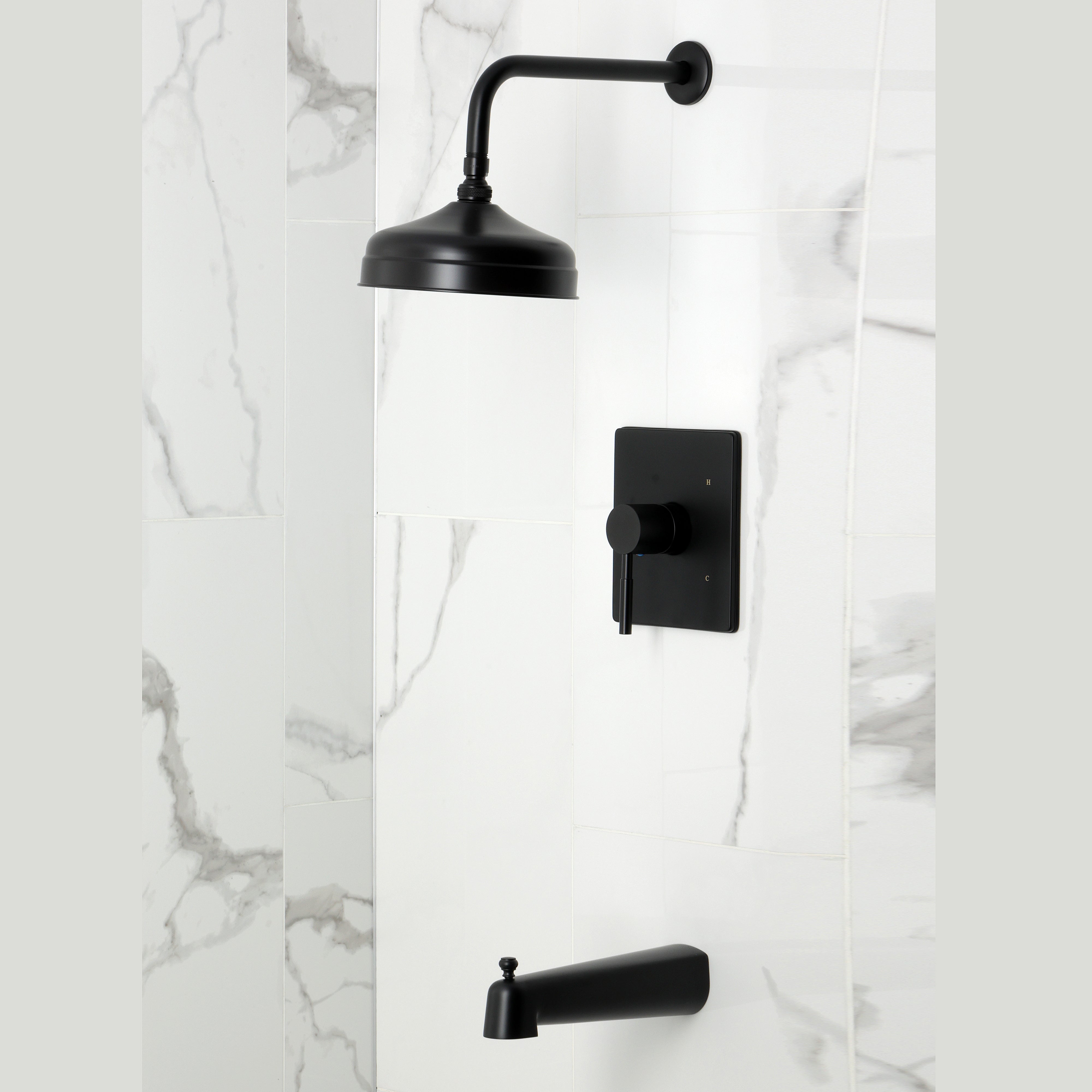 Kingston Brass KB6340DL Concord Single-Handle Pressure Balanced Tub and Shower Faucet, Matte Black