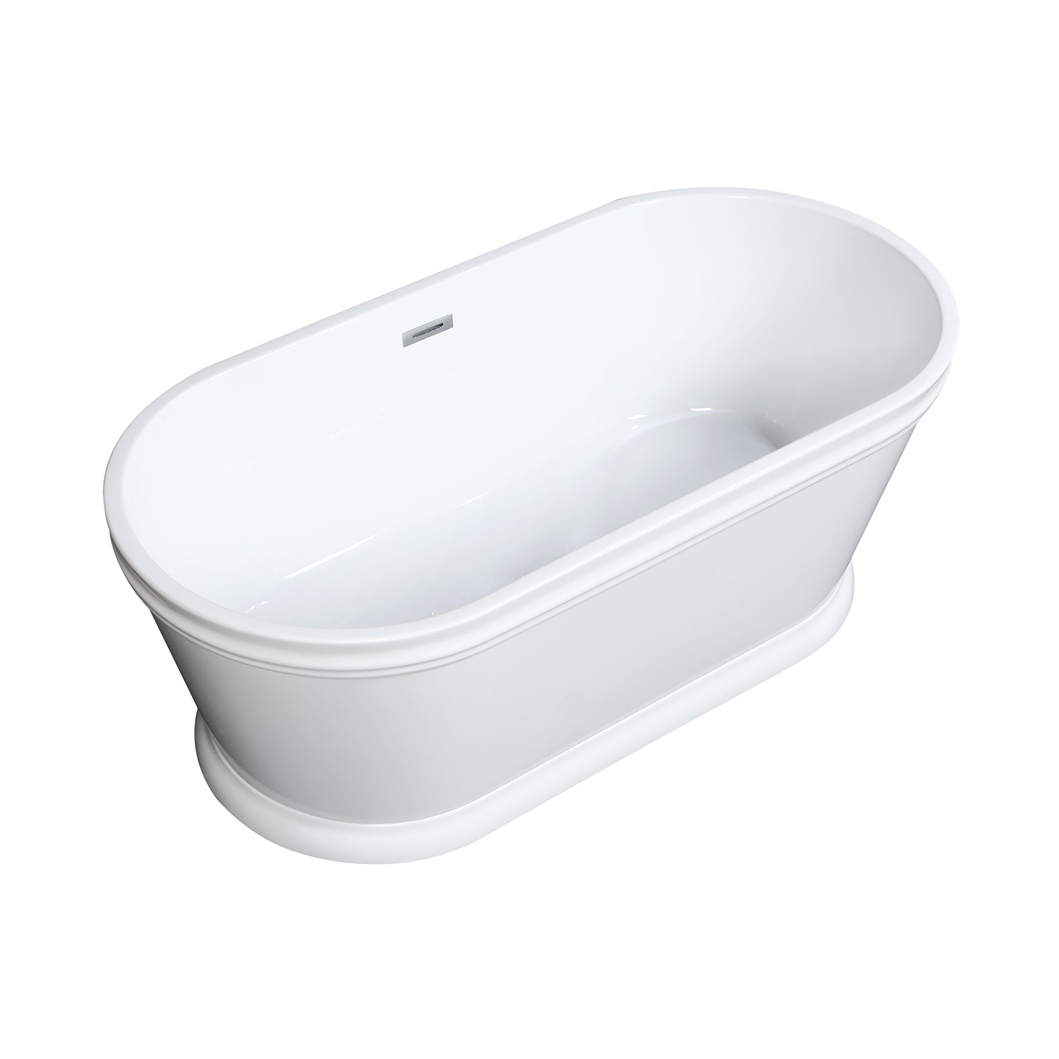 Kingston Brass VTPDE602922 60" Acrylic Oval Double Ended Pedestal Tub with Drain (No Faucet Drillings), Glossy White