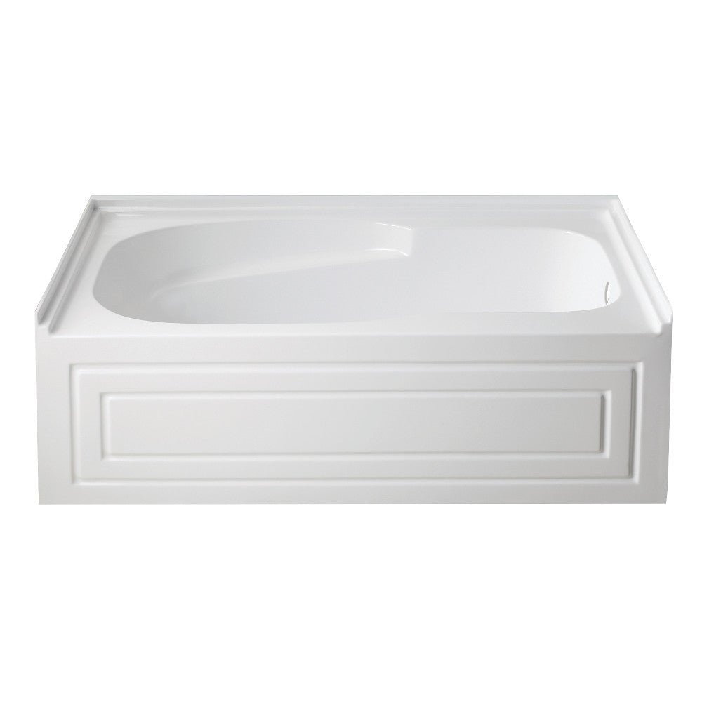Aqua Eden VTAM6031R21B 60" Acrylic Rectangular 3-Wall Alcove Tub with Armrests and Anti-Skid Surface, Right Hand Drain, Glossy White
