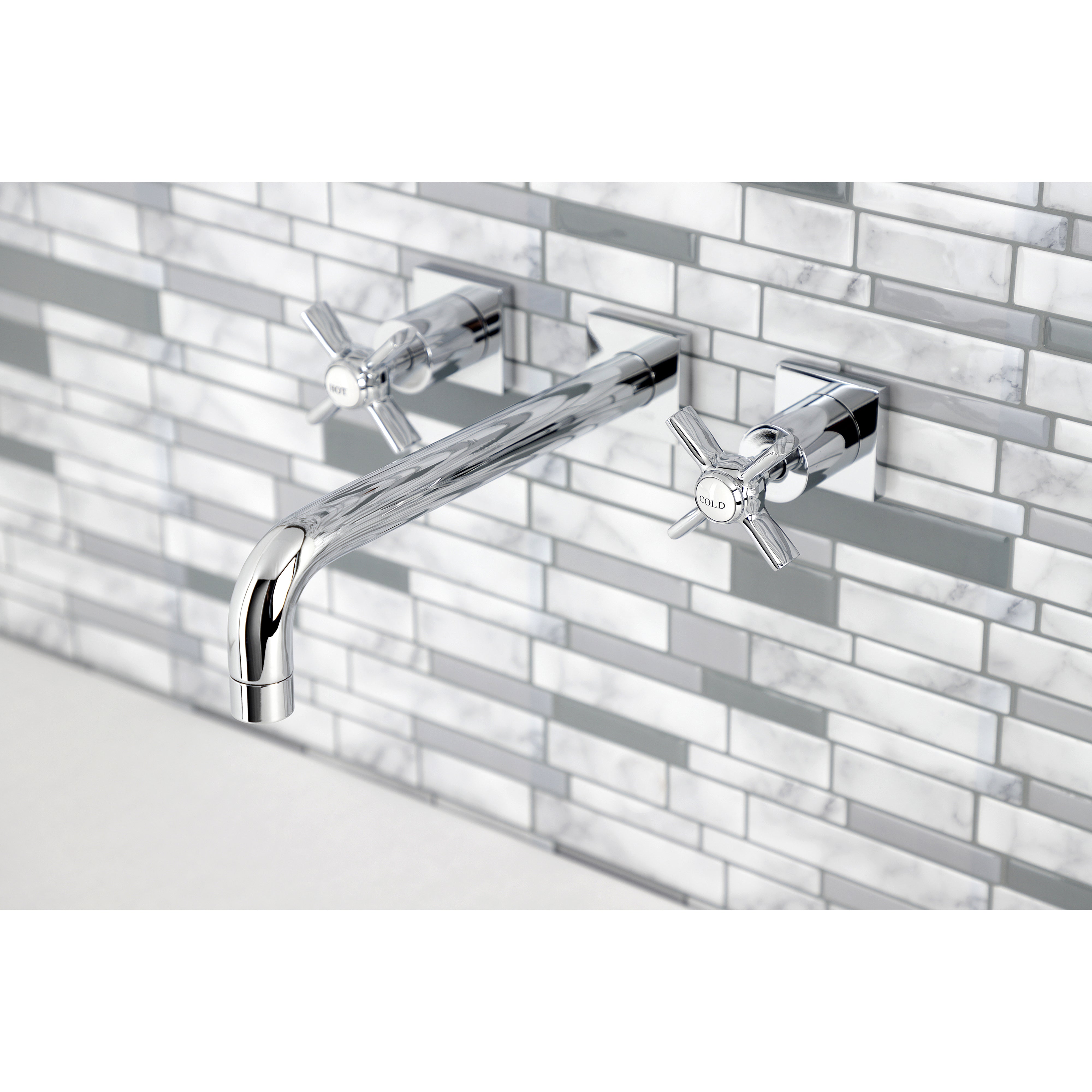 Kingston Brass KS6021ZX Millennium Two-Handle Wall Mount Roman Tub Faucet, Polished Chrome