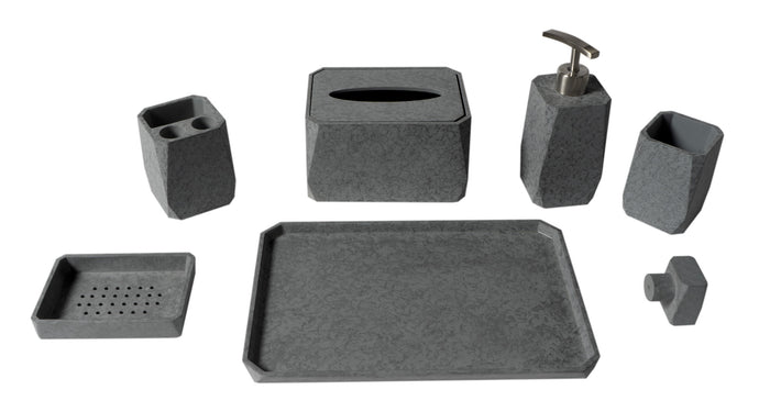 ALFI ABCO1023 7 Piece Solid Concrete Gray Matte Bathroom Accessory Set