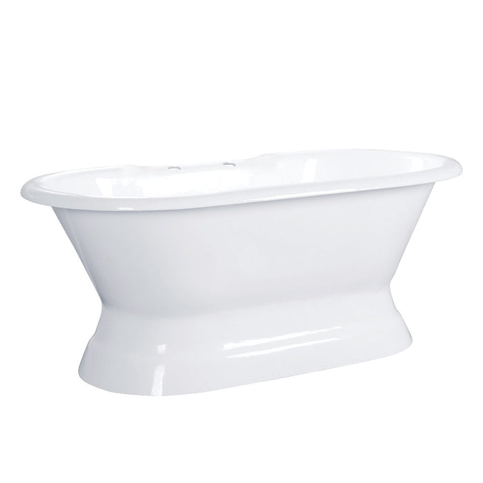 Aqua Eden VCT7D603024 60" Cast Iron Oval Double Ended Pedestal Tub (7" Faucet Drillings), White