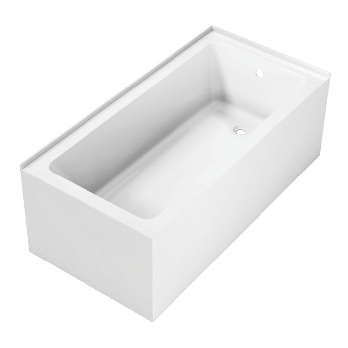 Aqua Eden VTAP6030R22TS 60" Acrylic Rectangular 2-Wall Corner Alcove Tub, Right Hand Drain, Glossy White