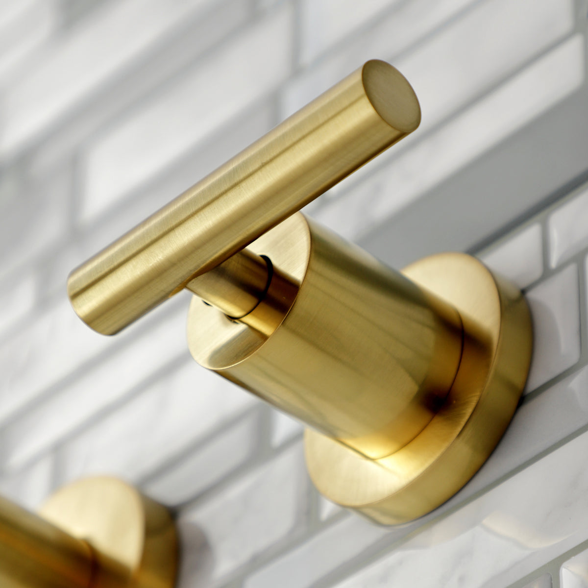 Kingston Brass KS8027CML Manhattan Two-Handle Wall Mount Roman Tub Faucet, Brushed Brass
