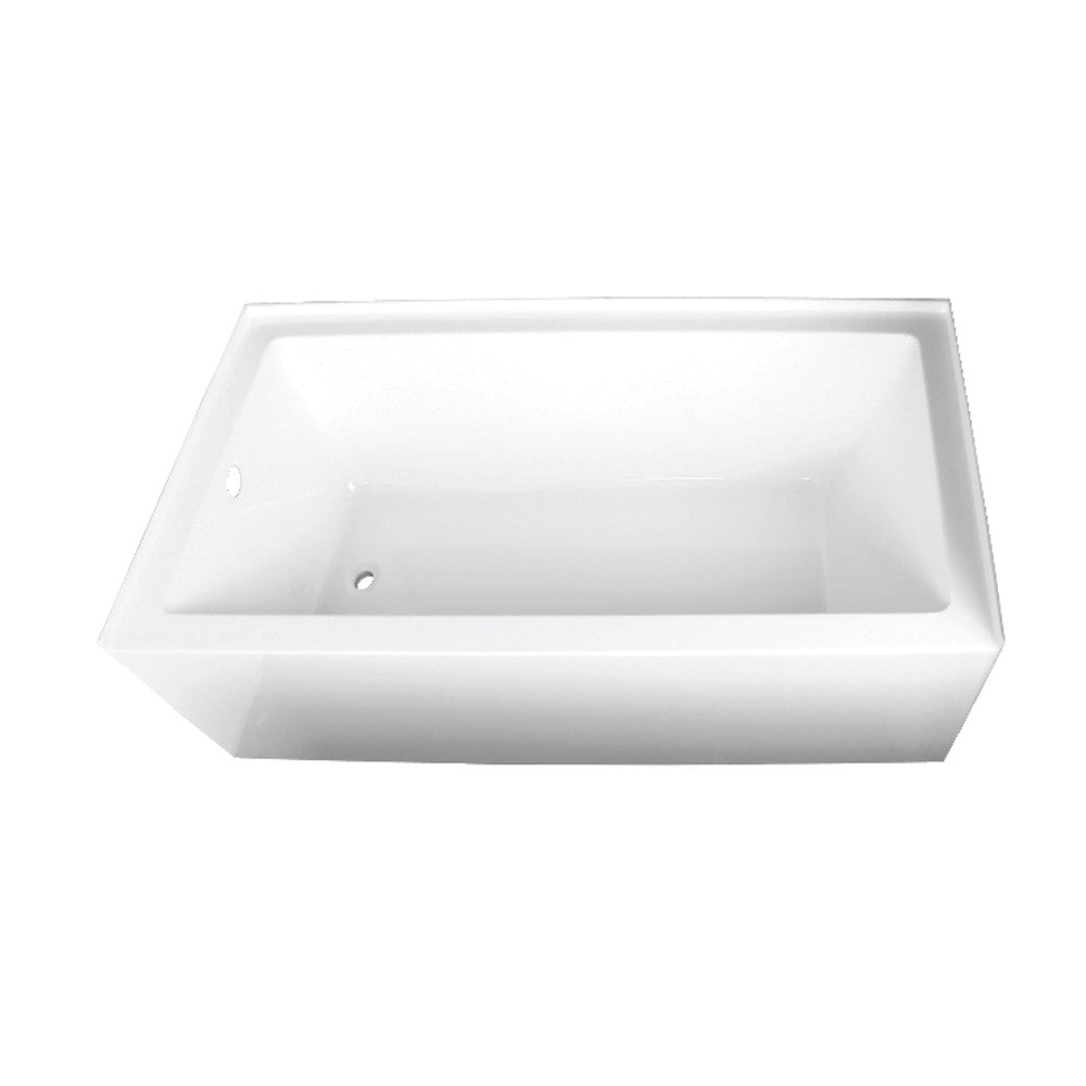 Aqua Eden VTAP663222L 66" Acrylic Rectangular 3-Wall Alcove Tub, Left Hand Drain, Glossy White