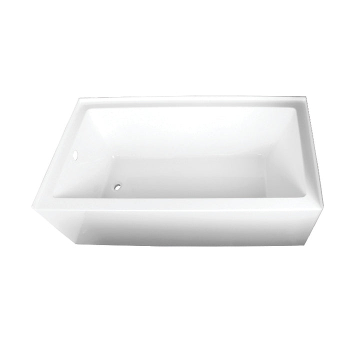 Aqua Eden VTAP663222L 66" Acrylic Rectangular 3-Wall Alcove Tub, Left Hand Drain, Glossy White