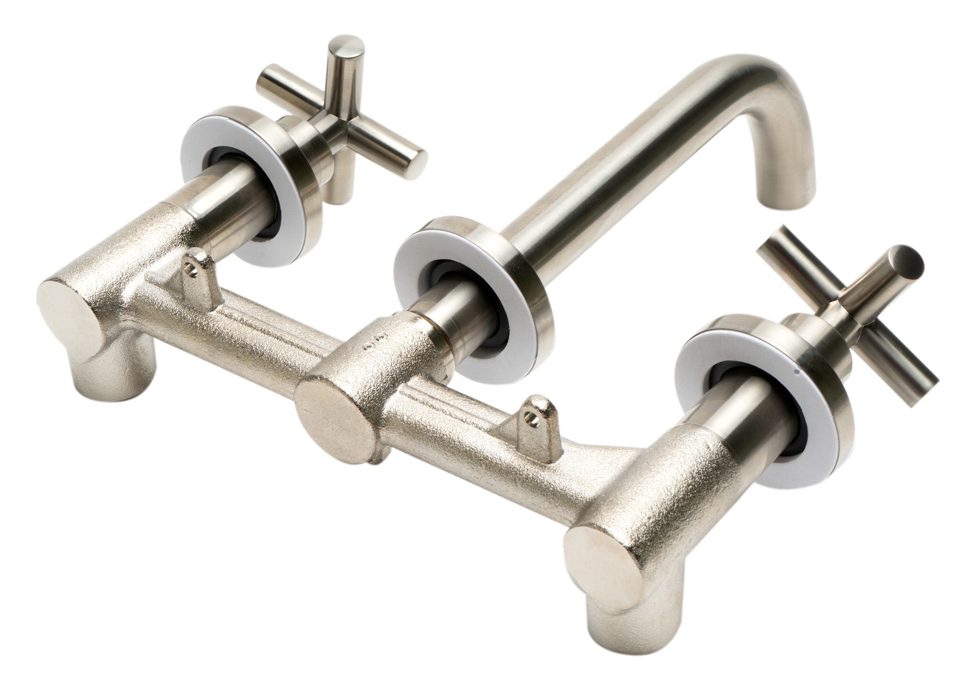 ALFI AB1035-BN Brushed Nickel 8" Widespread Wall-Mounted Cross Handle Faucet