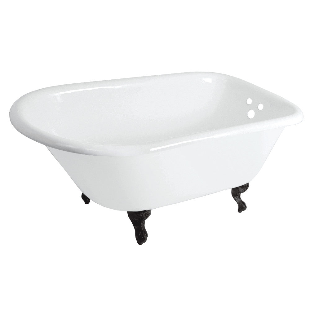 Aqua Eden VCT3D483018NT0 48" Cast Iron Classic Flat-Rim Roll Top Clawfoot Tub (3-3/8" Wall Drillings), White/Matte Black