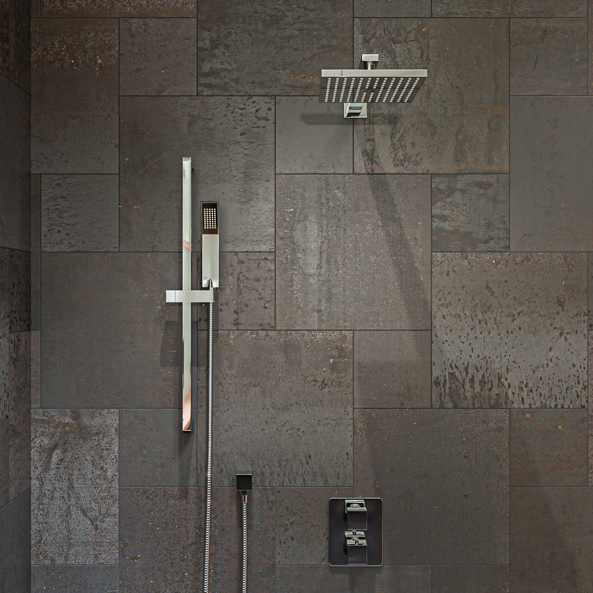 ALFI AB2830-PC Polished Chrome 2 Way Thermostatic Square Shower Set