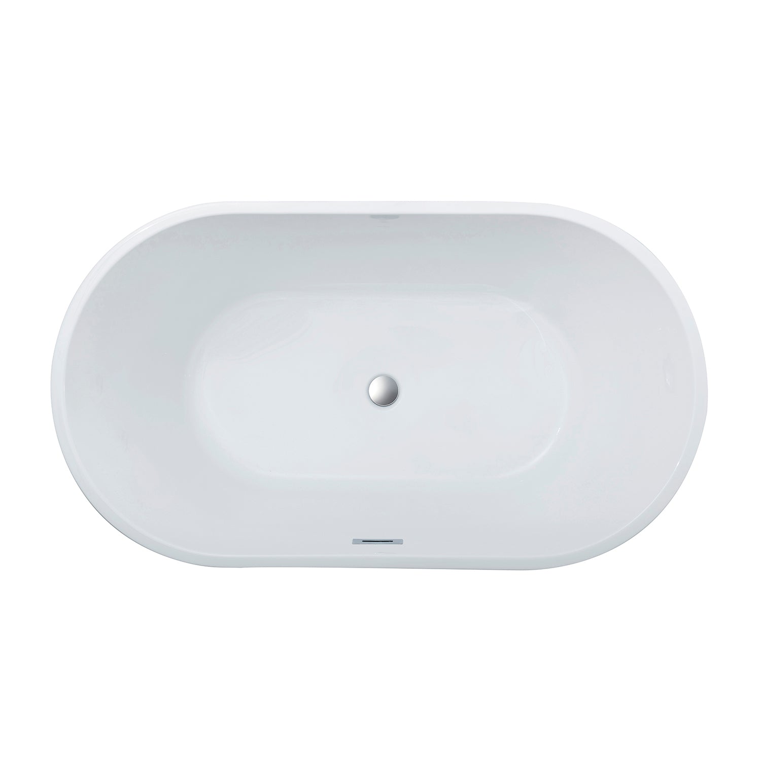 Kingston Brass VTDE533023 53" Acrylic Oval Double Ended Freestanding Tub with Drain, Glossy White