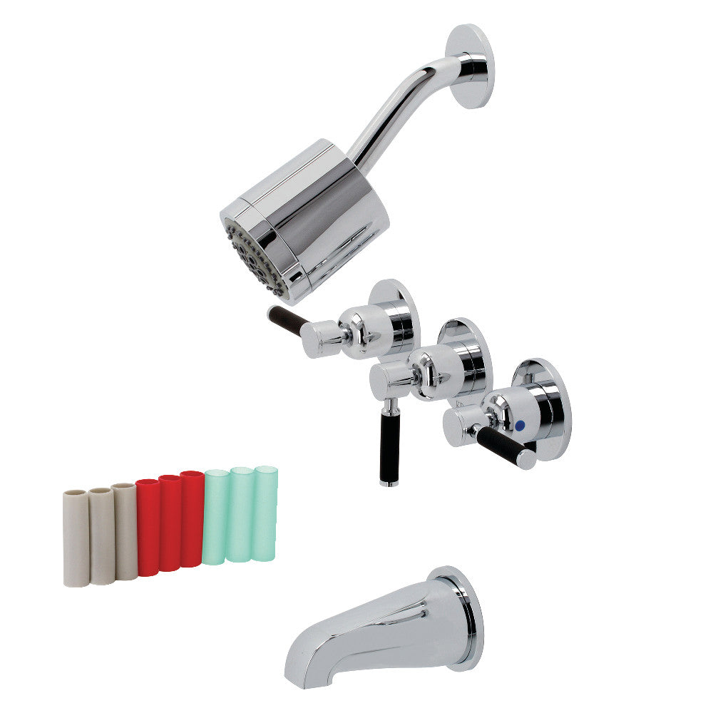 Kingston Brass KBX8131DKL Kaiser Triple-Handle Tub and Shower Faucet, Polished Chrome