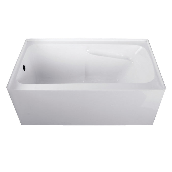 Aqua Eden VTAP543023L 54" Acrylic Rectangular 3-Wall Alcove Tub with Arm Rest and Left Hand Drain Hole, Glossy White