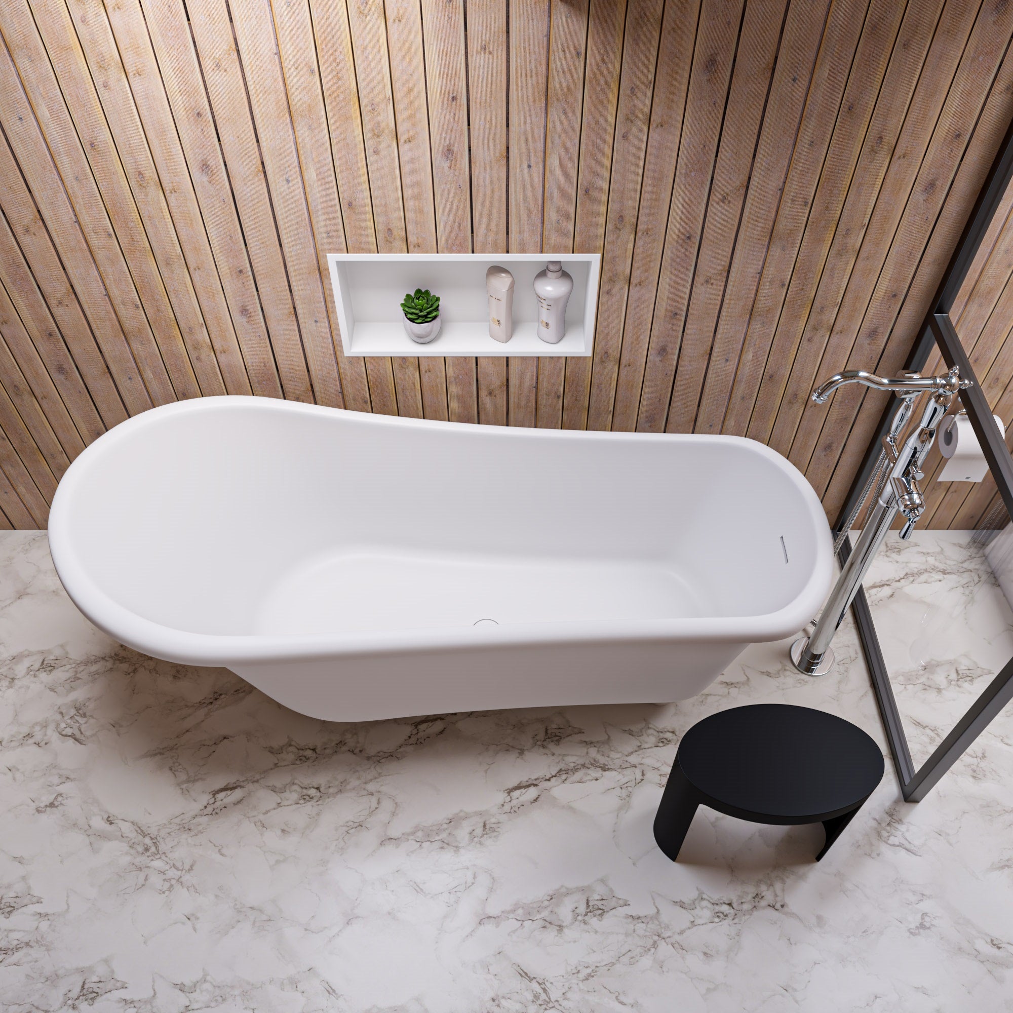 ALFI AB9960 67" White Matte Clawfoot Solid Surface Resin Bathtub