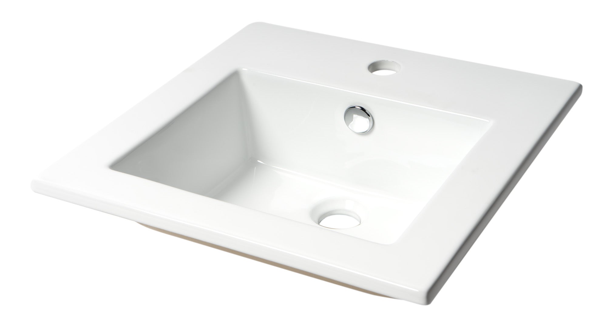 ALFI ABC801 White 17" Square Drop In Ceramic Sink with Faucet Hole