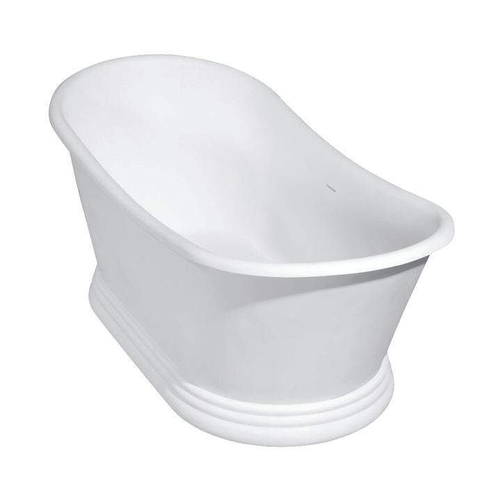 Aqua Eden VRTDS673026 67" Solid Surface Oval Double Slipper Pedestal Tub with Drain (No Faucet Drillings), Glossy White/Matte White