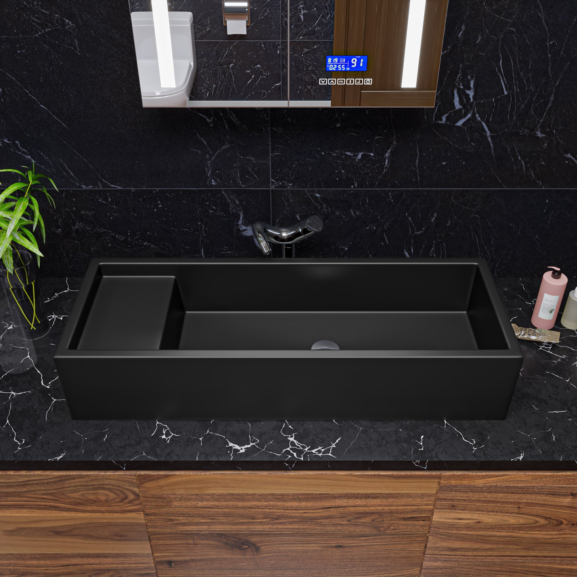 ALFI AB39TRBM 39" Black Matte Above Mount Fireclay Bathroom Trough Sink
