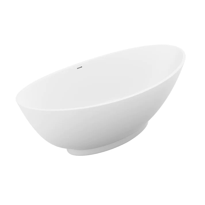 ANZZI Ala 6.2 ft. Solid Surface Center Drain Freestanding Bathtub in Matte White - Bathroom Design Center