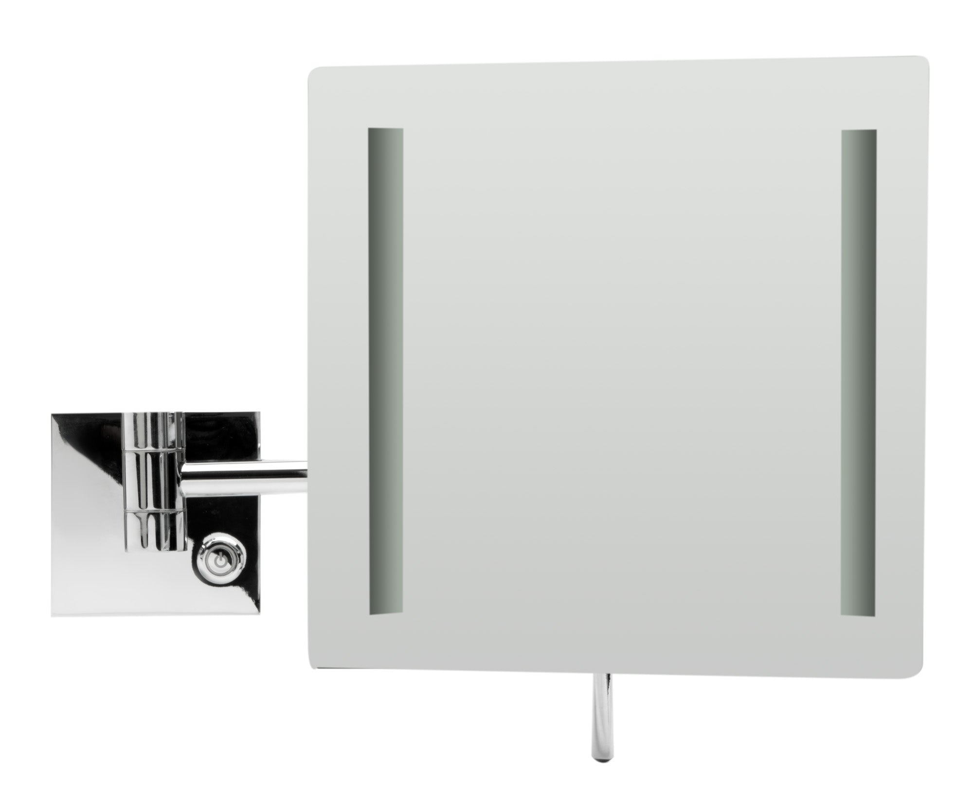 ALFI ABM8WLED-PC Polished Chrome Wall Mount Square 8" 5x Magnifying Cosmetic Mirror with Light