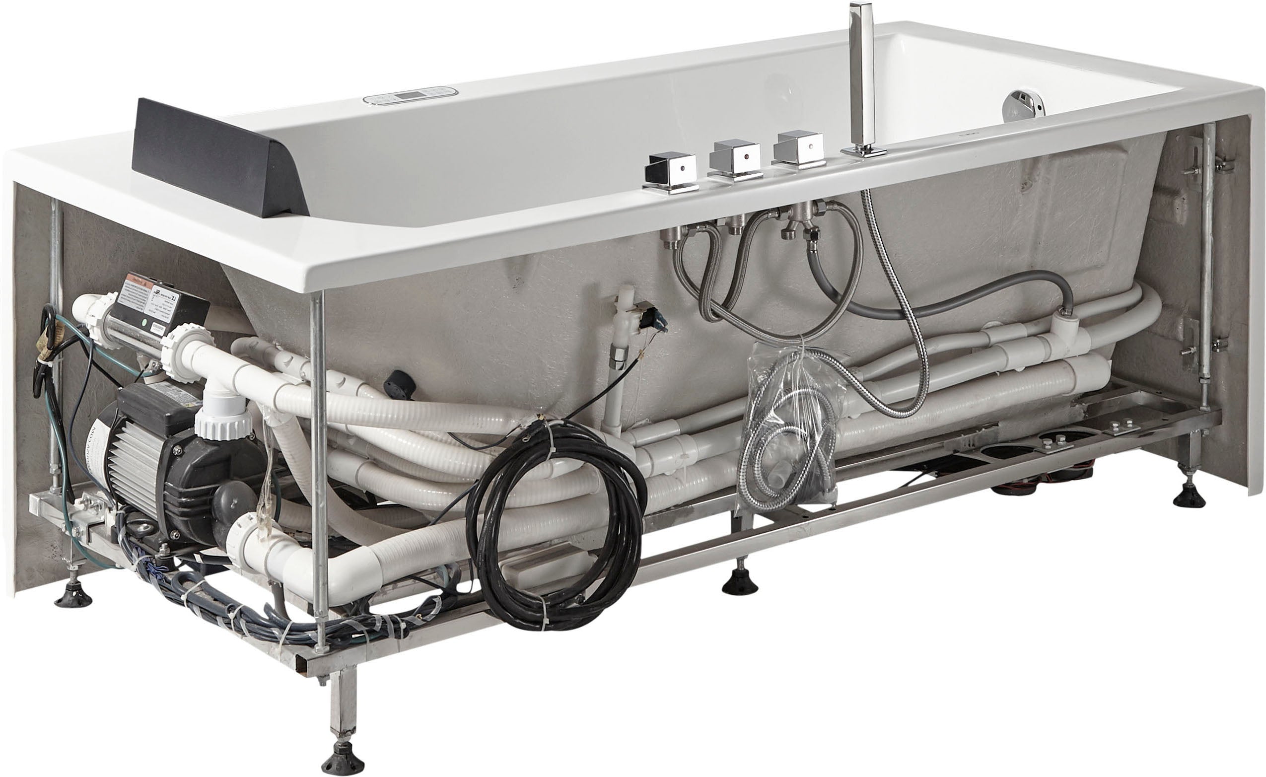 EAGO AM154ETL-L5 5 ft Acrylic White Rectangular Whirlpool Bathtub w Fixtures
