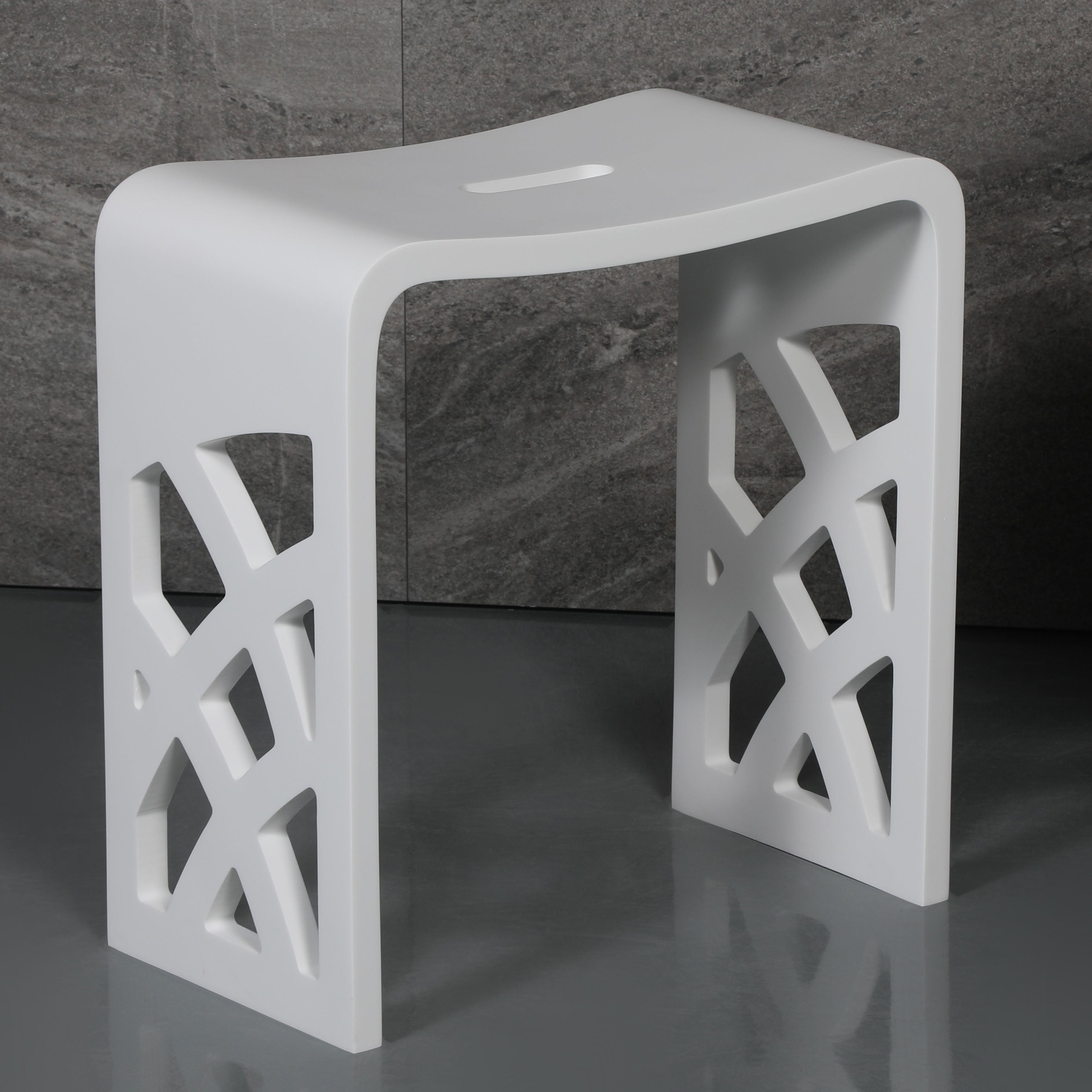 ALFI ABST88 Designer White Matte Solid Surface Resin Bathroom / Shower Stool