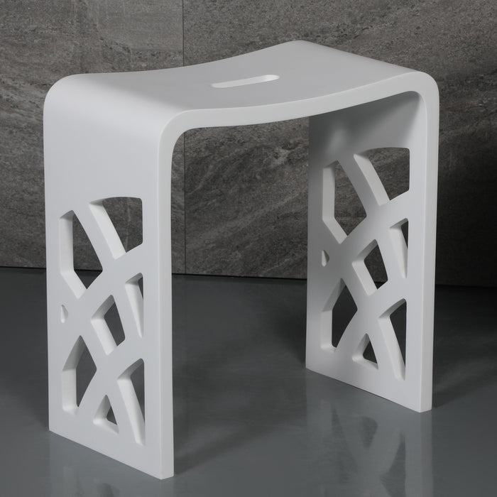 ALFI ABST88 Designer White Matte Solid Surface Resin Bathroom / Shower Stool