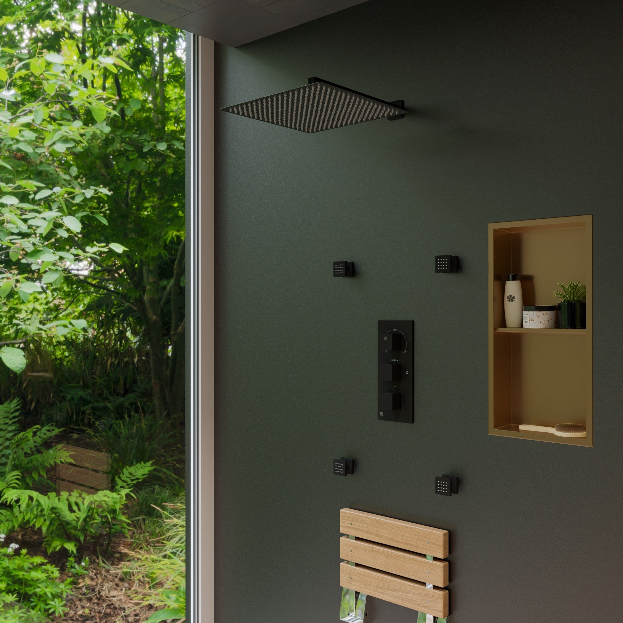 ALFI AB3820-BM Black Matte 2" Square Adjustable Shower Body Spray