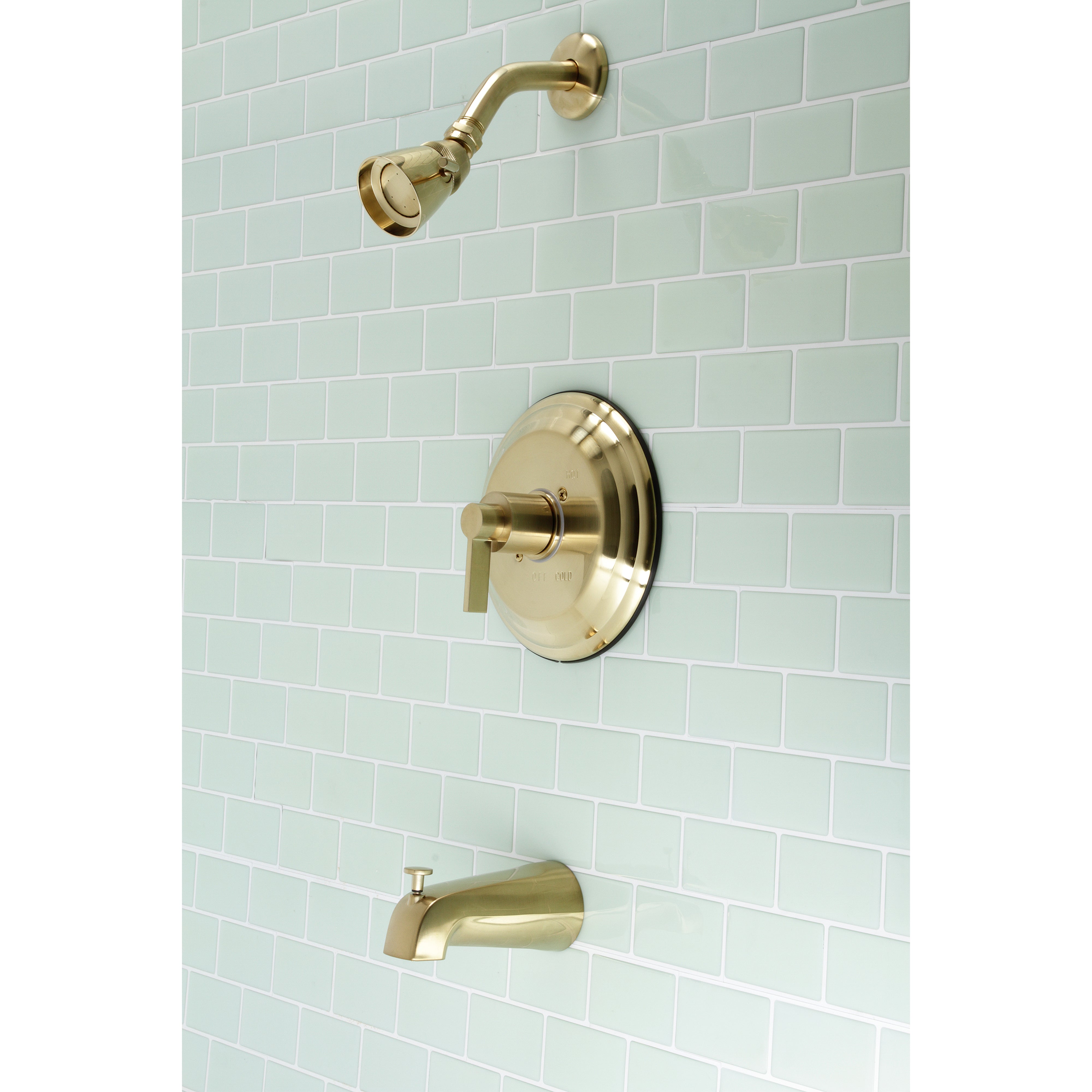 Kingston Brass KB3637NDL NuvoFusion Single-Handle Pressure Balanced Tub and Shower Faucet, Brushed Brass