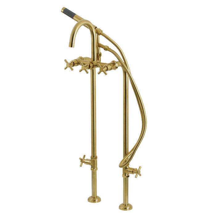 Aqua Vintage CCK8107DX Concord Freestanding Tub Faucet with Supply Line, Stop Valve, Brushed Brass